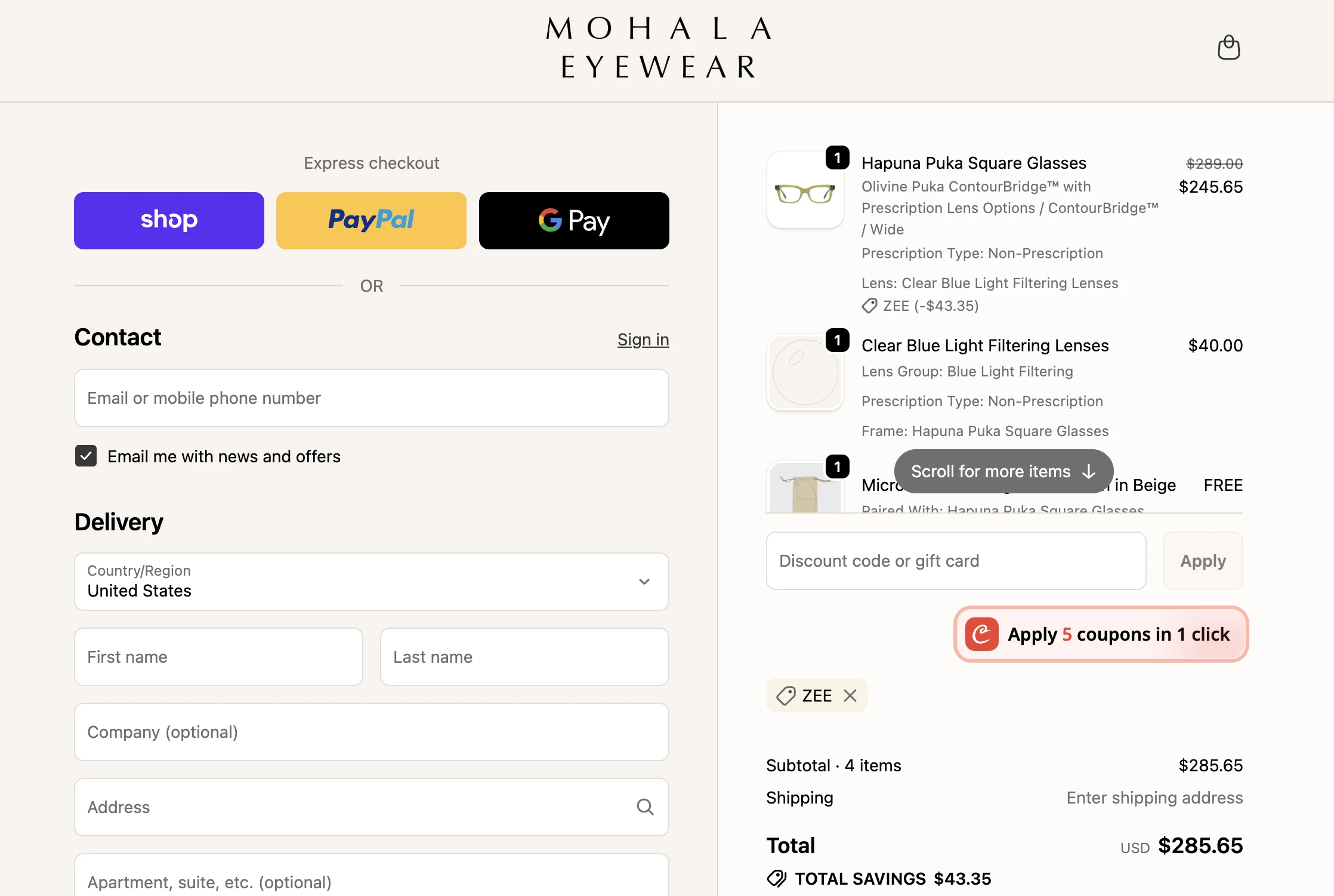 Use Promo Code ZEE for 15% OFF Sitewide at mohalaeyewear.com